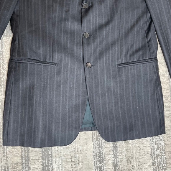 Vintage Hugo Boss Mens Charcoal Pinstripe Wool Silk 3 Buttons 40R Blazer Germany - Picture 5 of 16